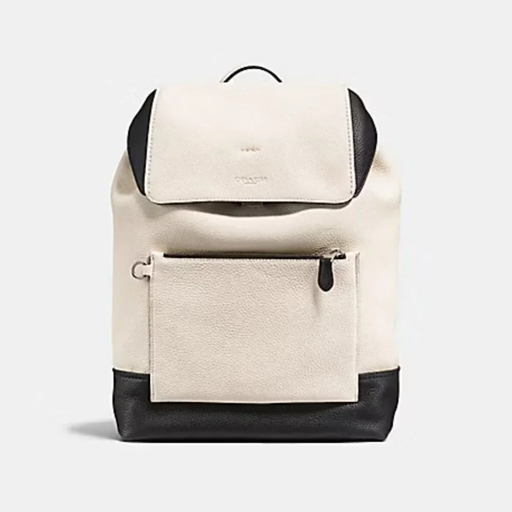 Coach Two-Tone Cream and Black Leather Backpack - Picture 2 of 14